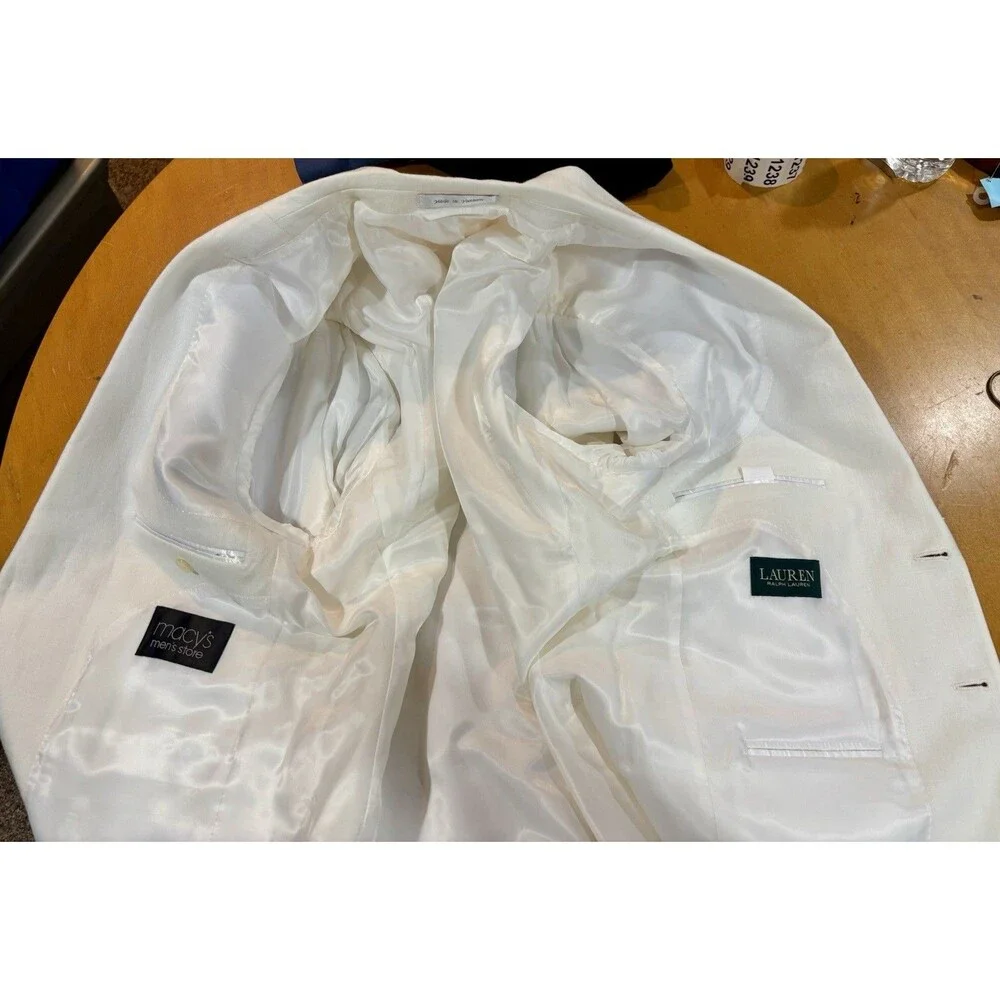 Ralph Lauren White Linen Blazer Mens 40 Short Lightweight Summer Jacket Classic
